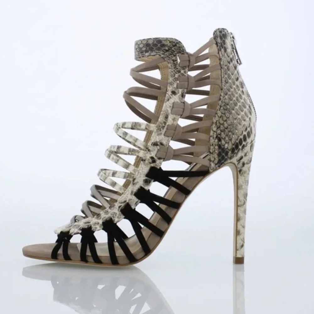 Steve Madden Strappy Heeled Snakeskin Sandals